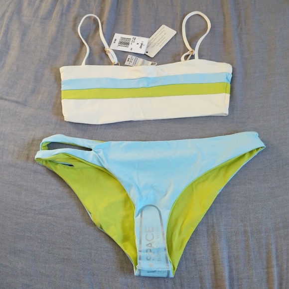 L*Space Rebel Striped Bikini Top Breakers Reversible Bottoms - Picture 3 of 8